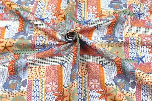 Dekostoff Digitaldruck - Unterwasser-Patchwork 