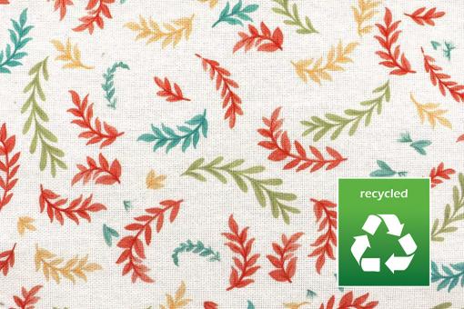 Recycelter Dekostoff mit bunten Blättern 