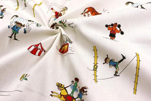 Dekostoff mit Zirkus-Pippi 