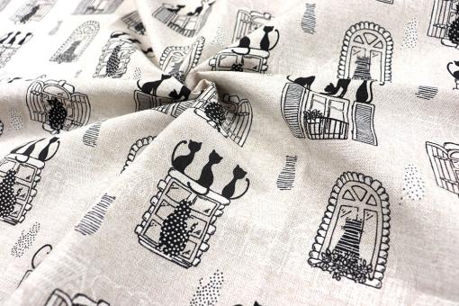 Dekostoff - Katzen am Fenster 