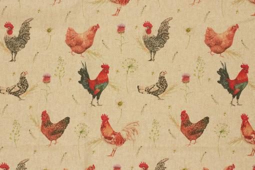 Dekostoff Digitaldruck - Henne und Hahn 
