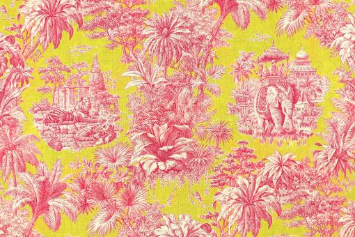 Baumwollstoff mit bunten Toile de Jouy - Rosa 