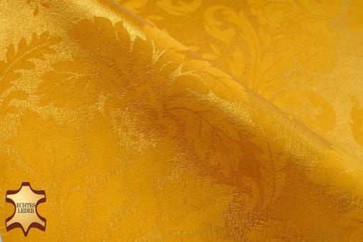 Echtes Nubuk-Leder - Ornamente 2 - ganze Haut Gelbgold