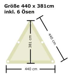 Ready Segeltuch Dreieck gleichseitig - 440 x 381 cm inkl. 6 Ösen - Sand 