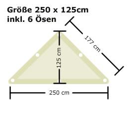 Ready Segeltuch Dreieck rechtwinklig - 250 x 125 cm inkl. 6 Ösen - Sand 