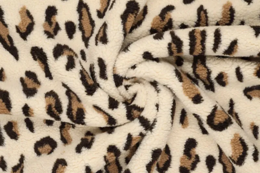 Fleece Sherpa mit wildem Leo Muster 