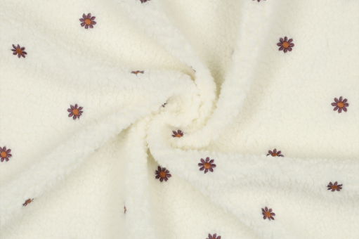 Fleece Sherpa mit gestickten Blumen 