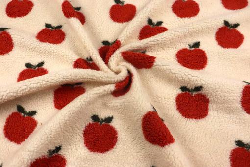Fleece Sherpa mit roten Äpfeln 