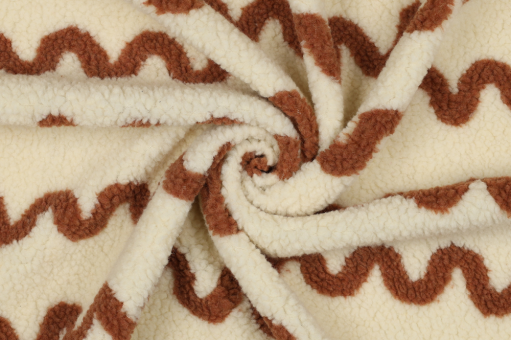 Fleece Sherpa mit braunen Wellen 