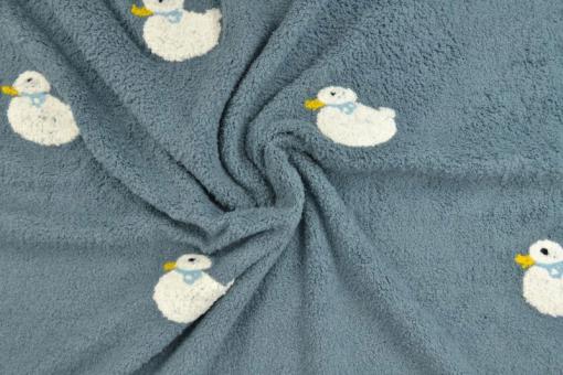 Bestickter Teddy-Stoff mit Enten 