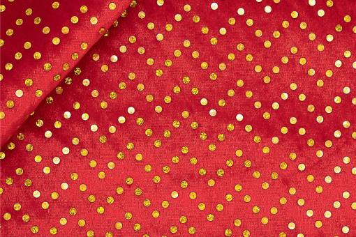 Pannesamt mit goldenen Pailletten - Rot 