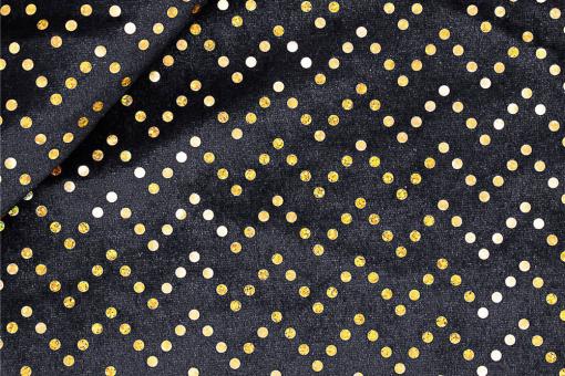 Pannesamt mit goldenen Pailletten - Schwarz 