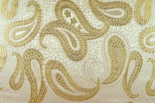 Brokatstoff Paisley - Champagner/Gold 