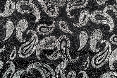 Brokatstoff Paisley - Schwarz/Silber 