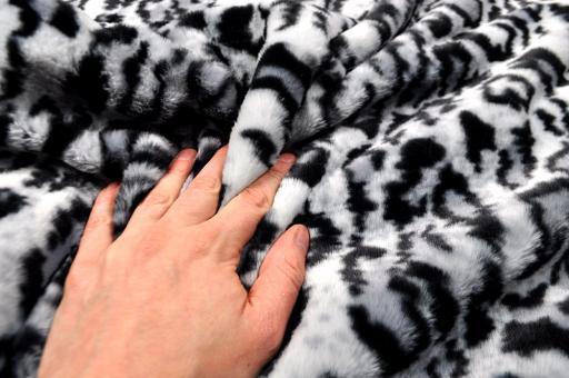 Plüsch-Fleece - Phantasie-Leopard - Grau 