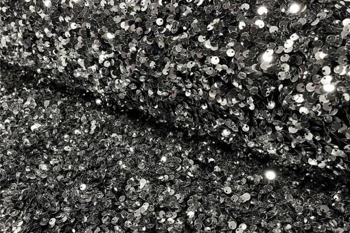 Samt-Stoff deluxe - Pailletten Silber