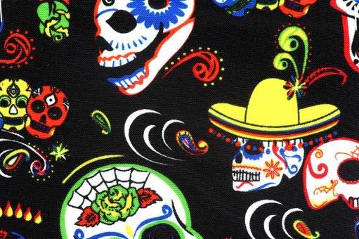 Universalstoff mit mexikanischen Totenköpfen 