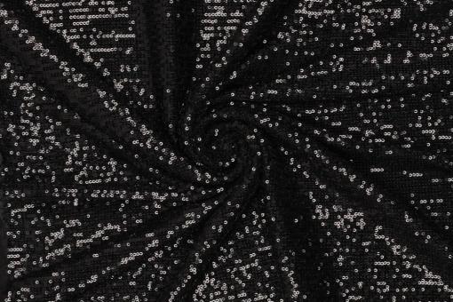 Paillettenstoff Stretch - Schwarz 