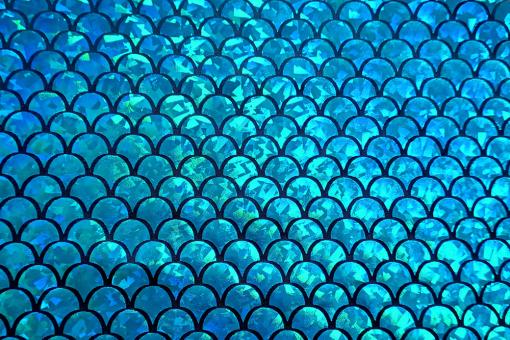 Folienstoff Hologramm - Mermaid - Schwarz/Aqua 