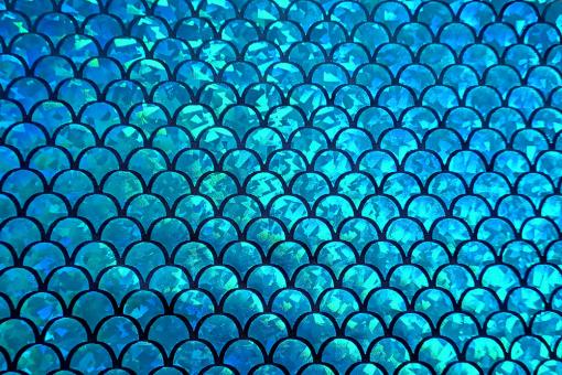 Folienstoff Hologramm - Mermaid - Schwarz/Aqua 