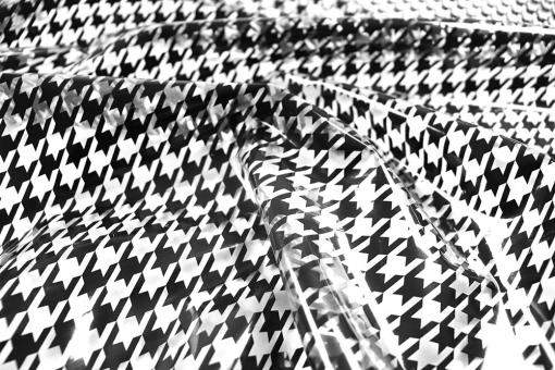 Transparenter Folienstoff mit Hahnentritt Muster 