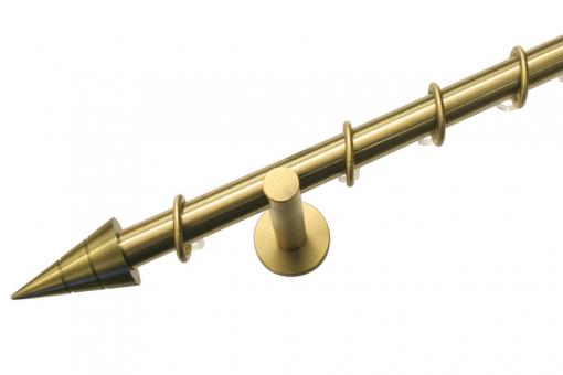 Stilgarnitur - Metall-Gardinenstange - Ø 20 mm - 120 cm - Kegel - Edelstahl-Optik 