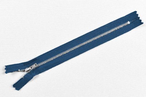 YKK-Metall-Reißverschluss silber - nicht teilbar - 12 cm Jeansblau