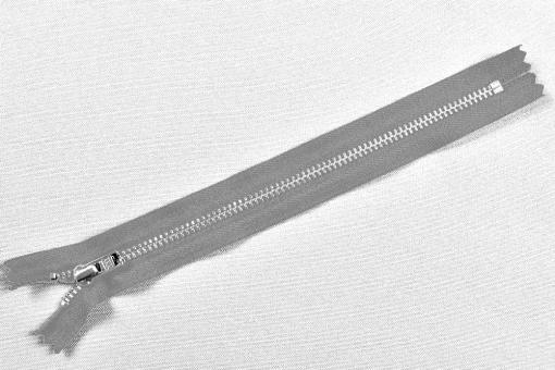 YKK-Metall-Reißverschluss silber - nicht teilbar - 12 cm Hellgrau
