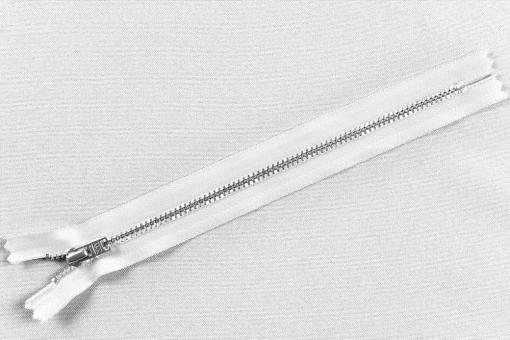 YKK-Metall-Reißverschluss silber - nicht teilbar - 12 cm Weiß