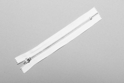 Metall-Reißverschluss - nicht teilbar - 16 cm - Silber Weiß