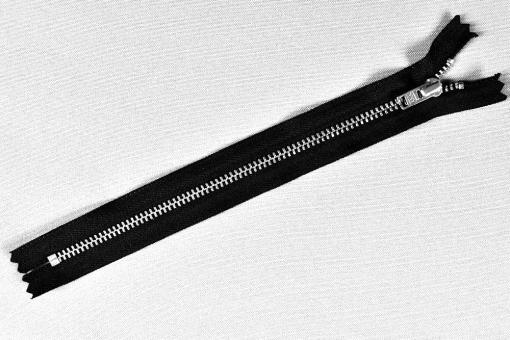 YKK-Metall-Reißverschluss silber - nicht teilbar - 20 cm Schwarz