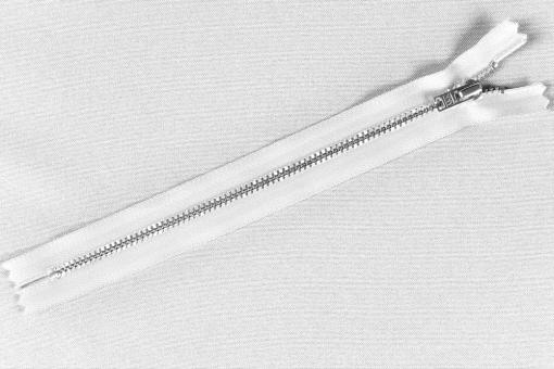 YKK-Metall-Reißverschluss silber - nicht teilbar - 20 cm Weiß