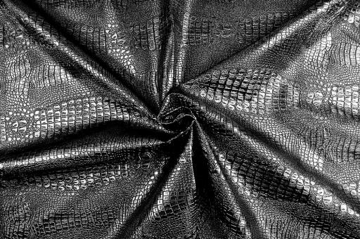 Krokodilleder-Imitat - Metallic Schwarz