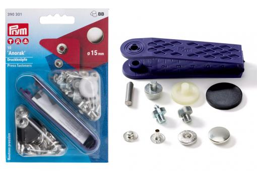 Druckknopf 15 mm Silber - 10 Stück 