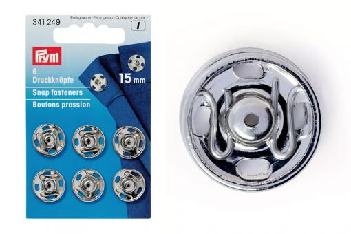Annäh-Druckknöpfe15 mm Silber - 6 Stück 