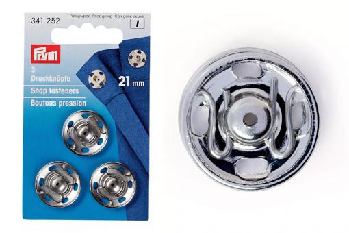 Annäh-Druckknöpfe 21 mm Silber- 3 Stück 