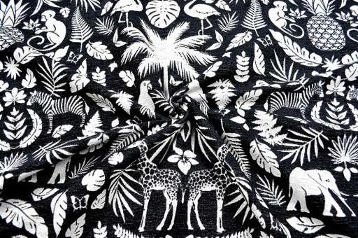 Tierwelt Afrika - Wende-Jacquard Chenille - Schwarz 