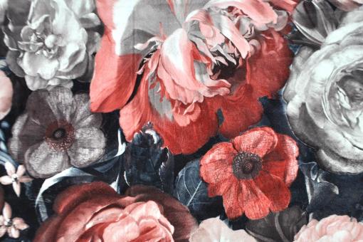 Samt wasserabweisend - Flower Romance - Rot 