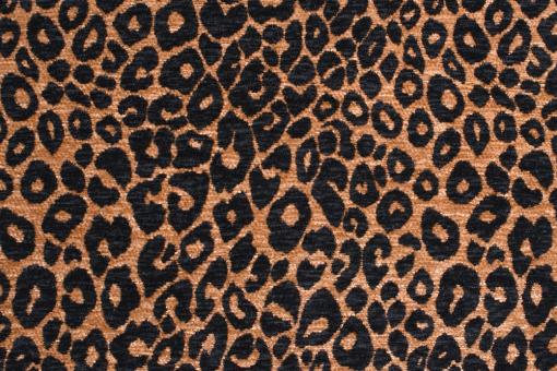 Premium Möbelstoff Chenille in Leo-Muster Braun