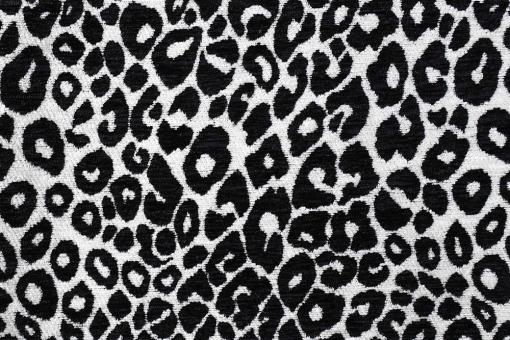 Premium Möbelstoff Chenille in Leo-Muster Schwarz/Weiß