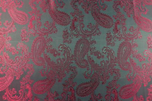 Viskose-Taft - Paisley Jacquard Petrol/Bordeaux