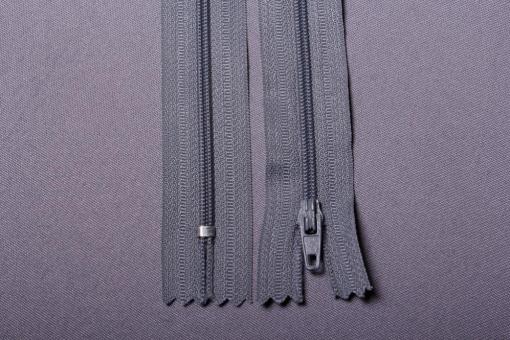 Kunststoff-Reißverschluss - nicht teilbar - 18 cm Grau