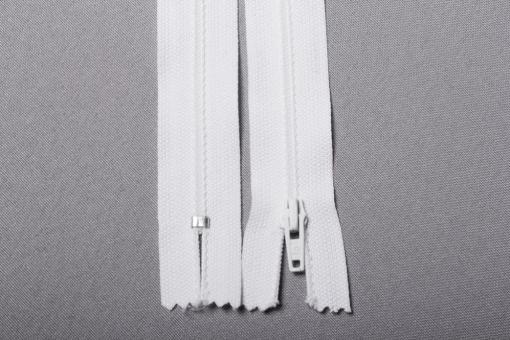 Kunststoff-Reißverschluss - nicht teilbar - 18 cm Weiß
