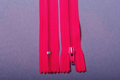 Kunststoff-Reißverschluss - nicht teilbar - 18 cm Pink