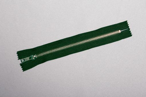 Metall-Reißverschluss - nicht teilbar - 10 cm - brüniert Dunkelgrün