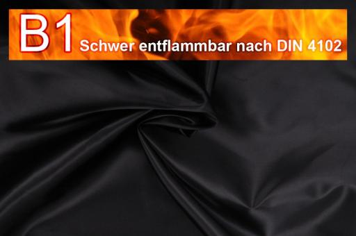 Satin schwer entflammbar - Schwarz - 2,0 Meter Schwarz