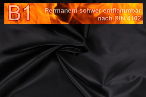 Satin permanent schwer entflammbar B1 Schwarz