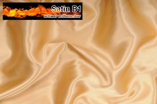 Satin B1 - schwer entflammbar - Gold - 1,0 Meter 