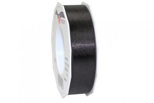 Satinband - 25 mm breit - 25-m-Rolle Schwarz