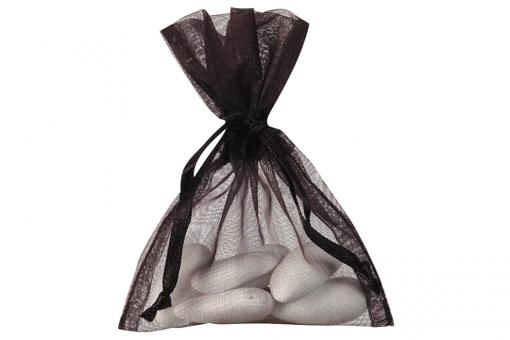 Organza-Säckchen - groß 12 x 17 cm  - 6er-Set Schwarz